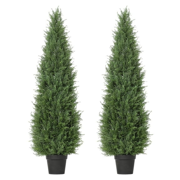 Studyset Artificial Topiary Cedar Trees 3FT Tall 2 Set,Realistic UV Resistant Faux Cedar Trees,Outdoor Indoor Faux Pine Shrubs Plants,Realistic Fake Plants Topiary Trees for Living Room,Office