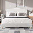 thumbnail image 1 of Studyset Bed Frame with Upholstered Headboard, Soft Low Profile Sturdy Platform Bed with Rounded Corners Design, Heavy Duty, Wooden Slats, Noise Free, 1 of 8