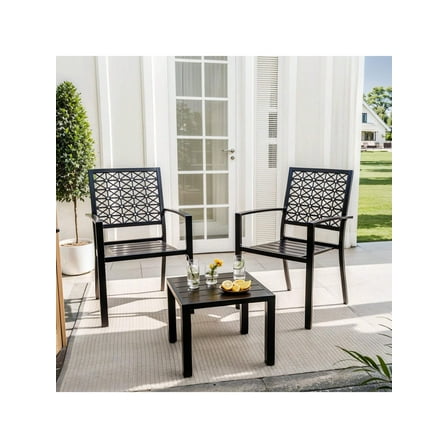 Studyset Bistro Set 3 Piece Outdoor Patio Bistro Set,3 Pieces Patio Furniture Set,Metal Outdoor Furniture With 2 Chairs And Coffee Table,Modern Bistro Set For Garden,Balcony,Porch