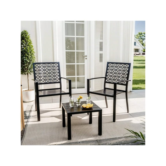 Studyset Bistro Set 3 Piece Outdoor Patio Bistro Set,3 Pieces Patio Furniture Set,Metal Outdoor Furniture With 2 Chairs And Coffee Table,Modern Bistro Set For Garden,Balcony,Porch
