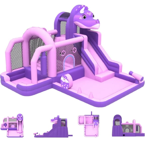 Studyset Bounce House for Kids, Inflatable Bouncy Castle with Water Slide, Dinosaur Themed Jumping Castle, Large Backyard Inflatable, Fun-Quick Setup, 250 Lbs Capacity