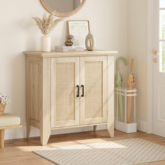 Studyset Buffet Cabinet, Rattan Storage Cabinet with Doors and Shelves, Entryway Storage Cabinet, Buffets and Sideboards Accent Cabinet, Kitchen Console Table for Dining Room, Bedroom, Hallway
