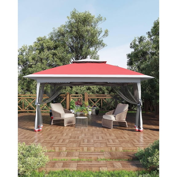 Studyset Canopy Tent 13x13,Gazebo Tent Easy Setup with 4 Sand Bags for Backyard Garden Patio,Mosquito Netting & Height Adjustable,Outdoor Patio Gazebo,Backyard Tent for Party,Wedding
