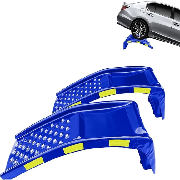 Studyset Car Ramp Set of 2, Support 8000Lbs Gross Vehicle Weight, Auto Truck Ramps, Solid Steel Vehicle Ramp Ideal Night Warning Reflective Stickers