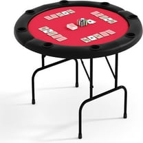 Studyset Casino Grade Felt Surface, 8 Player Round Folding Poker Table with Cup Holders, 48 Inch Professional Casino Grade Card Table for Texas Holdem & Blackjack, Portable Multi Gaming Table