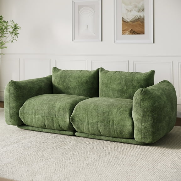 Studyset Deep Cushioned Comfort, 75.2 Inch Chenille Fabric Cloud Couch, 23.2" Deep Seat Boneless Couch, henille Loveseat Sofa, 2-Seater Soft Cloud Couch with Thick Cushion