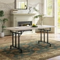 thumbnail image 1 of Studyset Dining Table for 6-8 People, 70.87-Inch Rectangular Wood Dining Table, Rustic Style Kitchen Table with Heavy Duty Metal Legs for Dining Room, Home Office, Living Room, Easy Assembly, 1 of 7