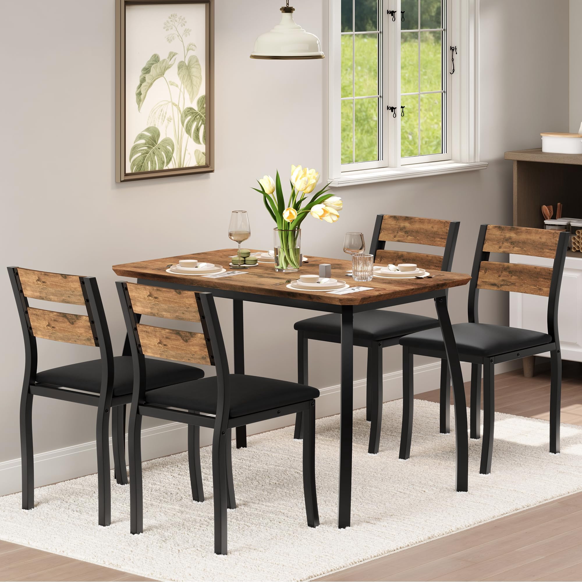 Studyset Dining Table Set for 4,5 Piece Metal Frame Kitchen Table and ...