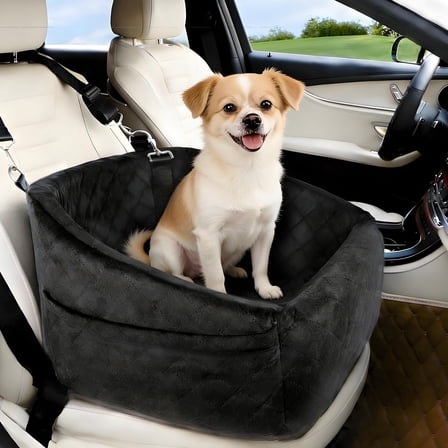 Studyset Dog Car Seat, Memory Foam Dog Booster Seat for Small Dogs Up to 25lbs-Elevated Pet Car Seat, Belt-Soft Pet Travel Bed for Front & Back Seats