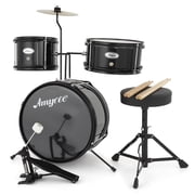 Studyset Drum Set for Beginners,1 Wood/Metal AD-100 Three Drums Set,Beginner Set Includes Bass,2 Toms,Cymbal,Sticks,Bass Pedal and Stool,Percussion Musical Instrument Birthday Playsetl3-Piece