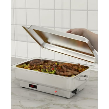 Studyset Electric Chef Chafing Dish Buffet Set 9QT Buffet Servers and Warmers Digital Display Temperature Warming Tray Stainless Steel Food Warmer for Parties Commercial Food Steam Table