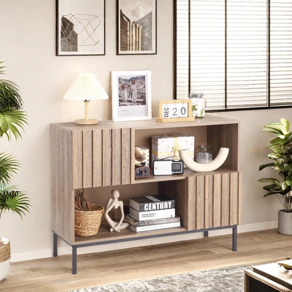 Studyset Entryway Table with Storage,Farmhouse Entrance Console Table Sideboard Buffet Cabinet with Storage Shelves and Metal Legs,Behind Couch Table,Sofa Table Accent Cabinet for Living Room Hallway