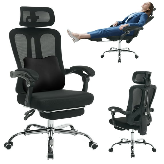 Studyset Ergonomic Office Chair, , Rolling Swivel Task Chairs, Home Desk Chair with Footrest&Headrest, High-Back Mesh Computer Chair with Adjustable Lumbar Support