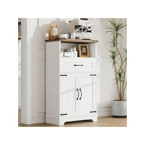 Studyset Farmhouse Storage Cabinet with Doors and Drawers,Freestanding Kitchen Pantry Cabinet Hutch Cupboard,Floor Bathroom Storage Cabinet for Kitchen/Laundry/Living Room/Bedroom