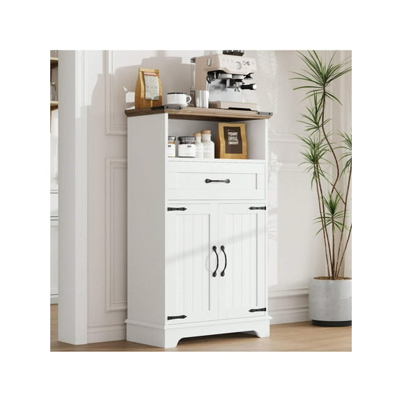 Studyset Farmhouse Storage Cabinet with Doors and Drawers,Freestanding Kitchen Pantry Cabinet Hutch Cupboard,Floor Bathroom Storage Cabinet for Kitchen/Laundry/Living Room/Bedroom