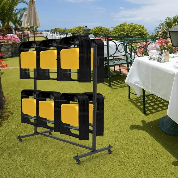 Studyset Folding Table and Chair Cart -Folding Chair Rack That Holds 84 Chairs or 42 Chairs & 12 Tables,500 Lbs Capacity,Heavy Duty Folding Chair Cart with 360° Locking Wheels,Weatherproof Cover
