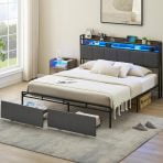 Studyset Full Size Bed Frame with 2 Storage Drawers, Upholstered ...