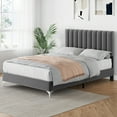 thumbnail image 1 of Studyset Full Size Bed Frame with Adjustable Headboard, Velvet Upholstered Platform Bed Frame with Wooden Slats Support, No Box Spring Needed, Grey Velvet Bed Frame, 1 of 7
