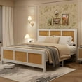 thumbnail image 1 of Studyset Full Size Metal Bed Frame with Rattan Headboard,Boho Cane Platform Bed Frame with Strong Metal Slat,Under Bed Storage,Noise Free,No Box Spring Needed, 1 of 6