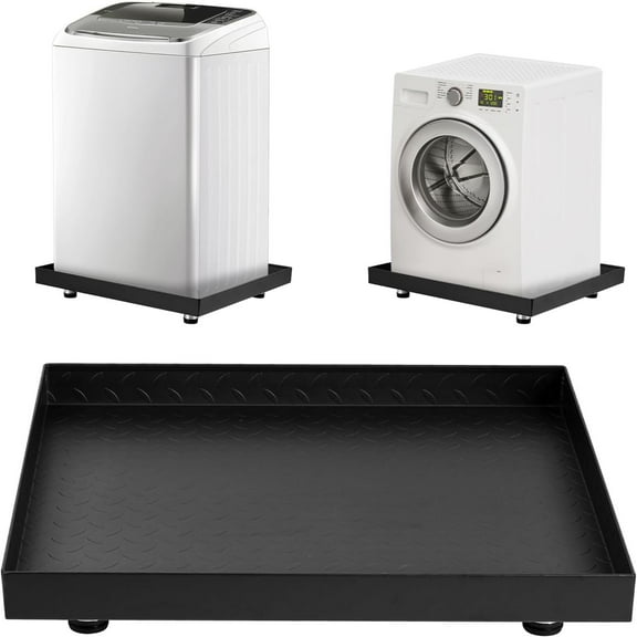 Studyset Heavy-Duty Carbon Steel Washing Machine Pan - 24x24x2in Rust-Free Water Damage Protection with 4 Anti-Vibration Feet, Easy Install No-Hole Design