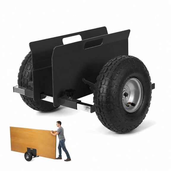 Studyset Heavy-Duty Panel/Slab Dolly Cart, 600 lb Capacity Adjustable Drywall Sheet Material Mover, 10 in Inflatable Rubber Tires For All-Terrain Plywood, Drywall Sheets & Doors