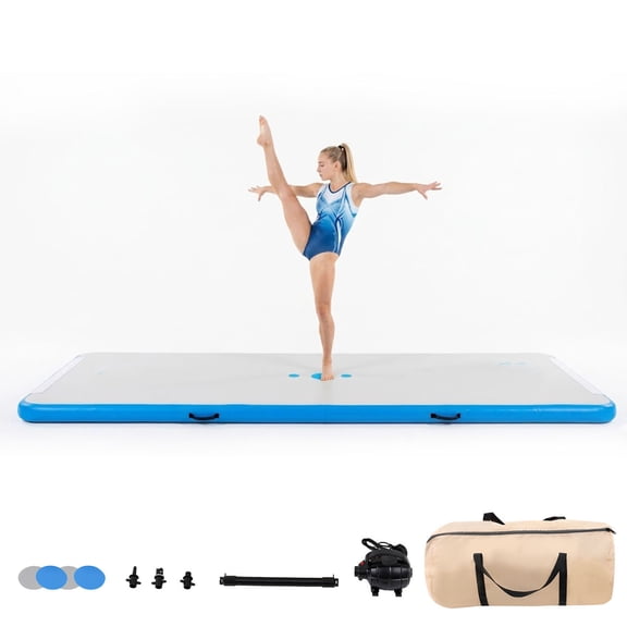 Studyset Inflatable Air Gymnastics Mat, Tumble Track Mats, 10ft/13ft/16ft Training Mat with Air Pump & Storage Bag, 4 Inches Thickness Gymnastics Tracks