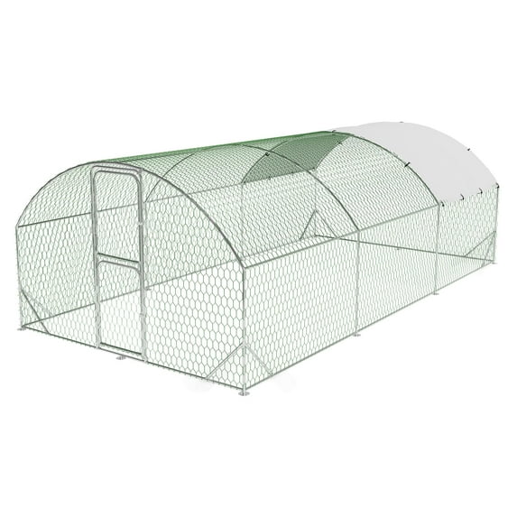 Studyset Large Metal Chicken Coop,9.8x6.5x6.5 FT FT Metal Chicken Run with Reinforced Triangle Support & Double Doors,Outdoor Walk-in Poultry Cage with Waterproof Anti-Ultraviolet Cove for Yard