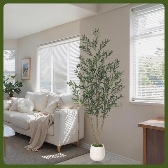Studyset Lifelike Artificial Olive Tree, Faux Plant with Bendable Foliage Stems, Anti-Slip Tapered Pot & Wind-Resistant Stable Base, Realistic Faux Silk Indoor Outdoor Plant for Home Office