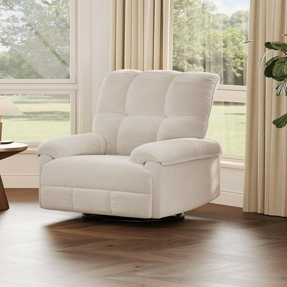 Studyset Manual Recliner Chair, Comfy Swivel Rocker Chair for Adults,Classic and Traditional Manual Recliner Chair Ergonomic High Back Silent Nursery Glider, Upholstered Fabric Reclining Sofa Chair