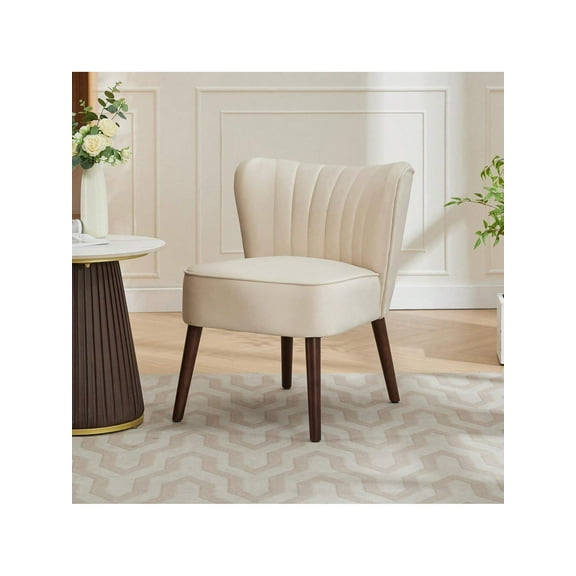 Studyset Modern Velvet Accent Chair,Soft Upholstered Living Room Chair With Wooden Legs,Comfy Armless Lounge Chair For Bedroom,Waiting Room, Office And Vanity