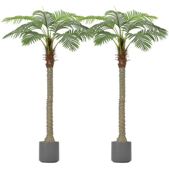 Studyset Outdoor Artificial Palm Trees - 2 Pack 7FT Outdoor Palm Tree - for Indoor & Outdoor Decor -Tropical Fake Tree Perfect for Home,Office, Garden,Backyard,Poolside - UV Resistant