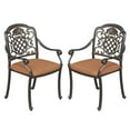 thumbnail image 1 of Studyset Outdoor Dining Chairs Set of 2,Cast Aluminum Patio Chairs with Cushions,Backrest and Armrest,Weather-Resistant,All-Weather Patio Seating for Garden,Backyard,Deck,Balcony,Indoor Use(Brown), 1 of 7