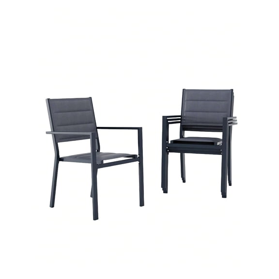 Studyset Outdoor Patio Dining Chairs Set Of 4,Patio Stackable Chairs,Outdoor Aluminum Stacking Dining Chairs With Breathable Textilene Farbic,Patio Chairs With Armrests For Outdoor,Patio,Deck