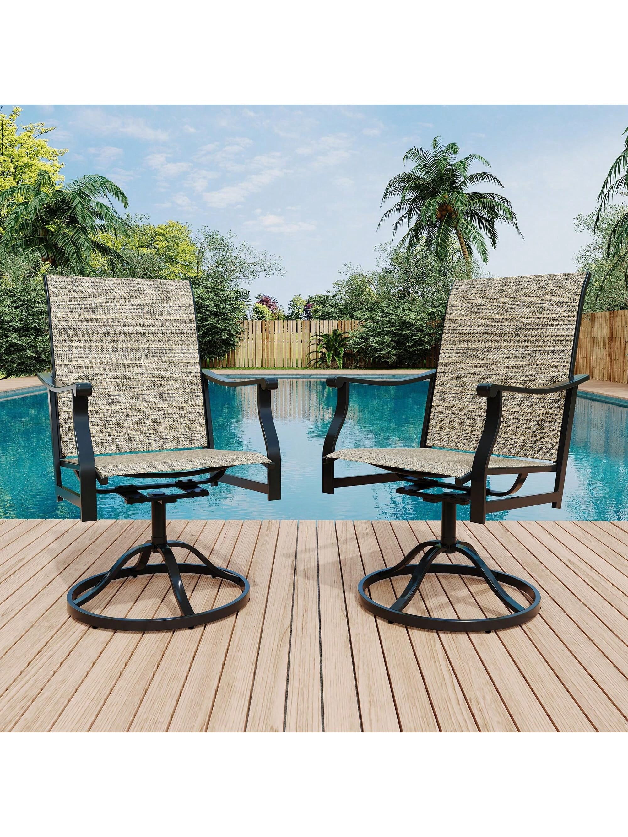 Studyset Patio Swivel Dining Chairs Textilene High Back Set Of 2 ...