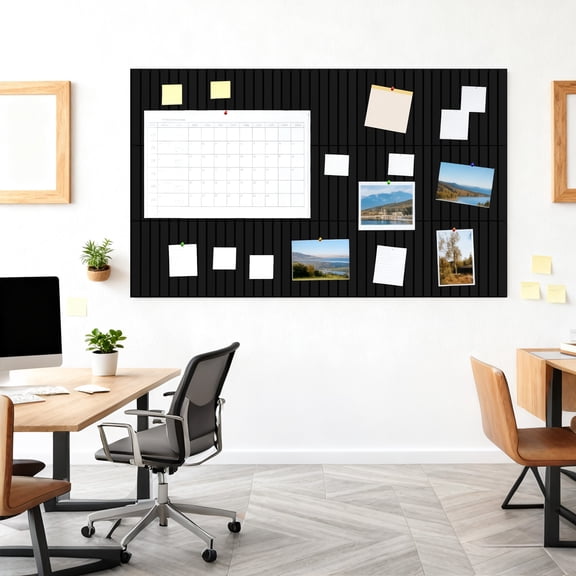 Studyset Pin Board 59" x 36" Large Bulletin Board for Walls, 15-Pack Felt Wall Tiles Cork Board Alternative with 30 Pushpins, Decorative Wall Photo Pinboard for Office, School