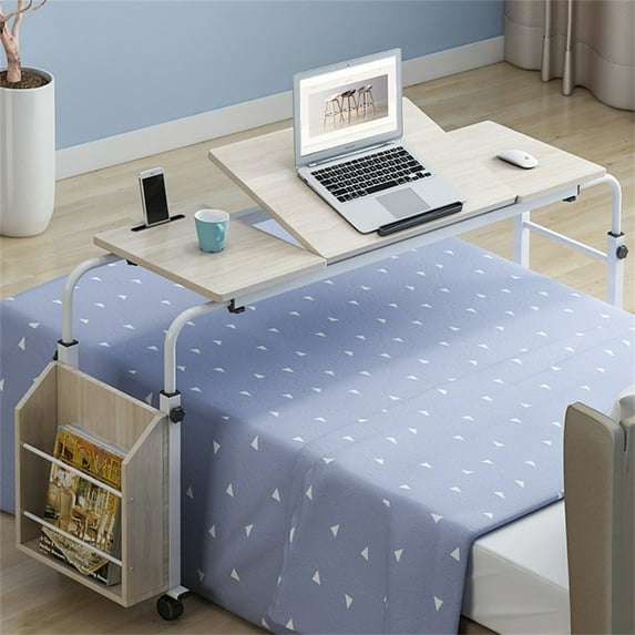 Studyset Portable Mobile Liftable Laptop Desk With Wheels, Cart Table Over The Bed Table, Adjustable Height Small Mobile Stand Up Desk For Medical Home Office School