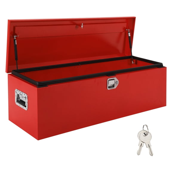 Studyset Powder-Coated Steel Truck Bed Tool Box, Heavy Duty Diamond Plate Storage Chest with Side Handles & Lock - Durable Metal Toolbox for Pickup, Trailer, RV, Mechanic Workshop
