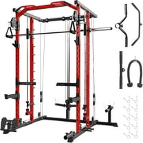 Studyset Power Cage, Smith Machine Squat Rack, Heavy Duty Power Rack for Home Gym with Pulley System, Dip Bar, LAT Pulldown, Multifunctional Squat Rack for Home Gym