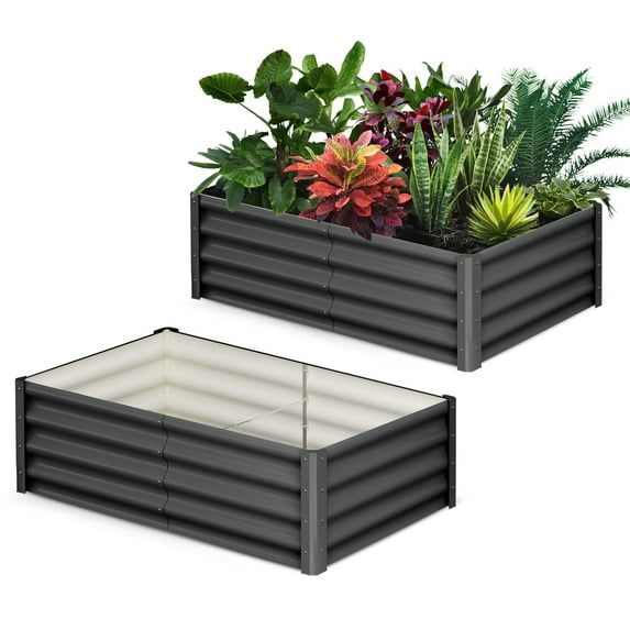 Studyset Raised Garden Bed Set of 2,6x3x1FT Galvanized Raised Garden Bed,Outdoor Large Planter Raised Beds Open Base with Safety Edge and Glove,Outdoor Gardening Planter Box for Vegetables Flowers