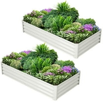 Studyset Raised Garden Bed Set of 2,6x3x1FT Galvanized Raised Garden Bed,Outdoor Large Planter Raised Beds Open Base with Safety Edge and Glove,Outdoor Gardening Planter Box for Vegetables Flowers