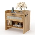 thumbnail image 1 of Studyset Rattan Nightstand, Bedside Table, Night Stand with Type-C Charging Station, Suitable for Bedroom, Office, or Living Room as a End Table, Side Tables, 1 of 9