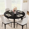 thumbnail image 1 of Studyset Round Dining Table for 4-6,47 inch Wood Dining Room Table with Sturdy Metal Frame & Rustic Brown Finish,Industrial Dinner Table,Large Round Table Circle Kitchen Table for Dining Room,Kitchen, 1 of 7
