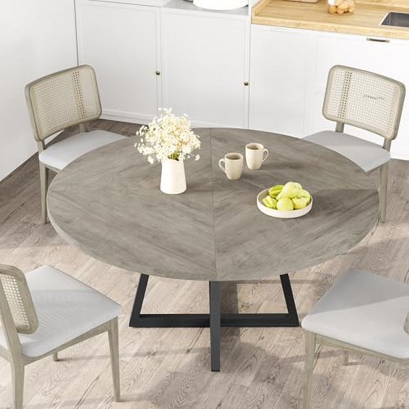 Studyset Round Dining Table, 47 Inch Round Dinner Table for 4 ...