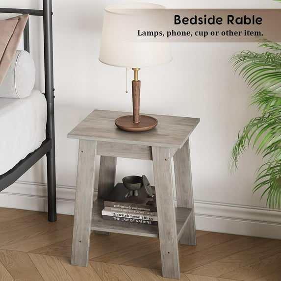 Studyset Side Table Set of 2, End Table with Lower Shelf, Nightstand with 2-Tier Storage Shelf, Narrow Side Tablefor Living Room, Small Square Nightstand, Sofa Table Easy Assembly