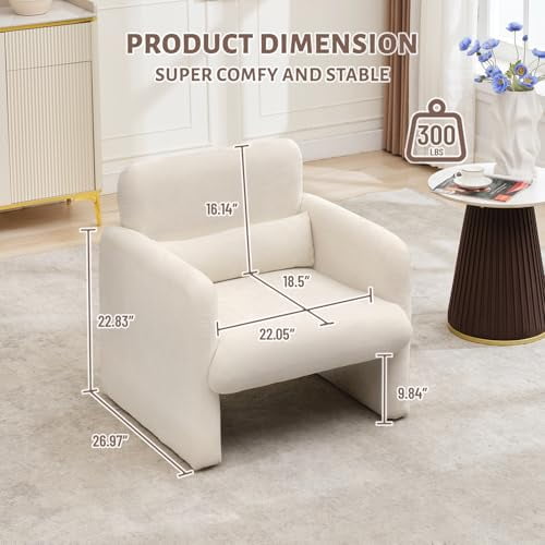 Studyset Single Sofa Chair, Reading Chair for Bedroom, Cozy Chenille Armchair, Includes Lumbar Pillow for Enhanced Comfort, Stylish and Versatile Armchair for Living Room, Bedroom, Office, or Apartmen