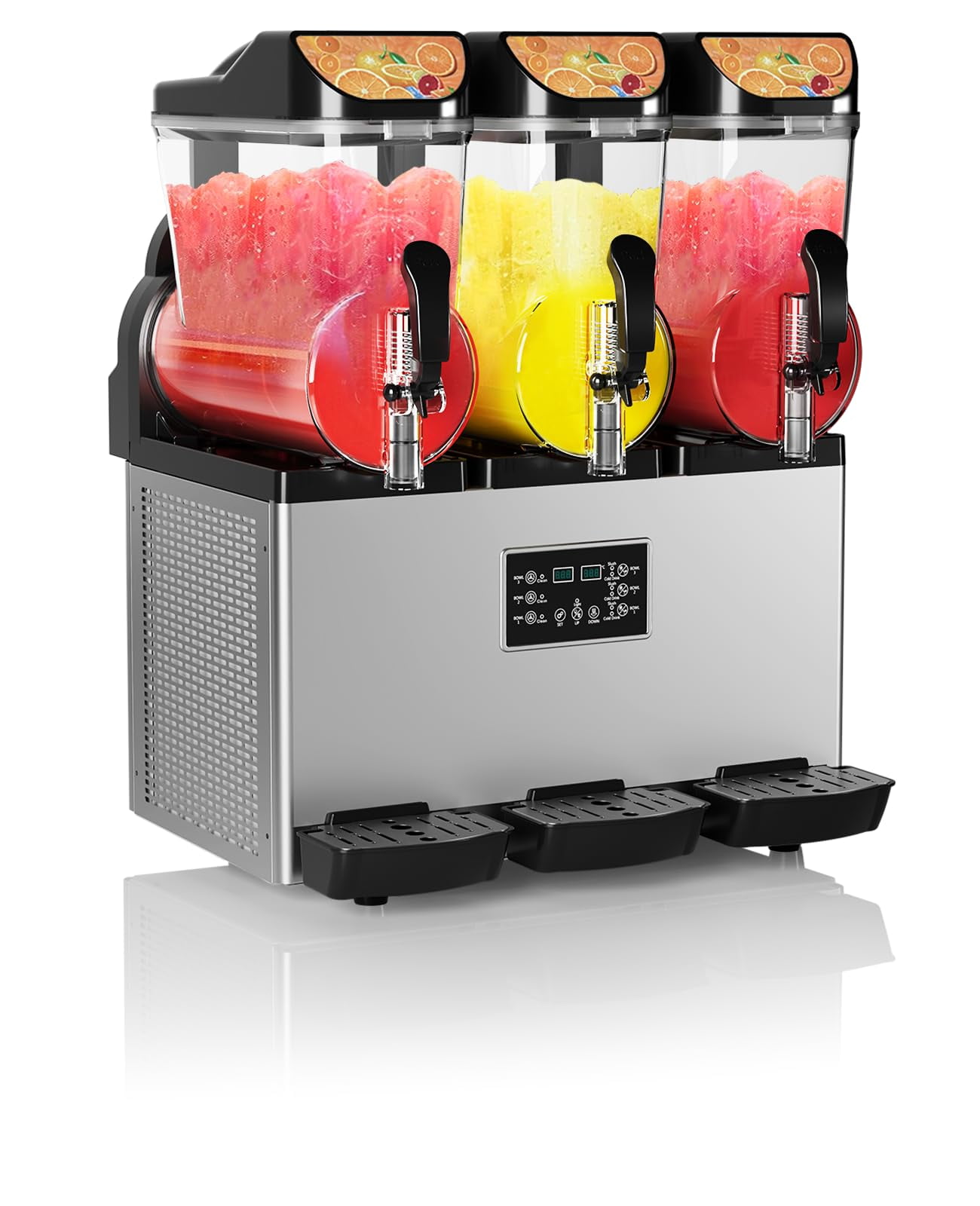 Studyset Slushy Machine 15Lx3, 45L/11.8Gal  Stainless Steel Frozen Margarita Machine w/Auto-Clean Mode, 1200W Slushie Maker, Rapid Cooling & Low Noise Ideal for Restaurants, Cafes