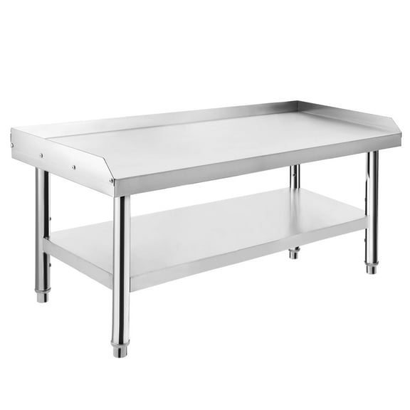 Studyset Stainless Steel 36x28x24 inch Equipment Grill Stand Table,1000 lbs Top Shelf, 220 lbs Bottom Shelf,Adjustable Legs,2" Edge Baffle, Equipment Stand Grill Table for Hotel,Home,Restaurant