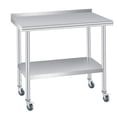 thumbnail image 1 of Studyset Stainless Steel Table for Prep & Work 30 x 24 Inch with Backsplash and 4 Caster Wheels, Commercial Heavy Duty Table with Adjustable Under Shelf for Commercial Kitchen Restaurant Busines, 1 of 8