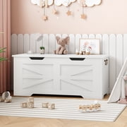 Studyset Storage Chest, Rattan Toy Chest, Rattan Storage Bench with Safety Hinge, Flip Top Blanket Chest Trunks, Supports 350 Lb, for Entryway, Living Room, Bedroom