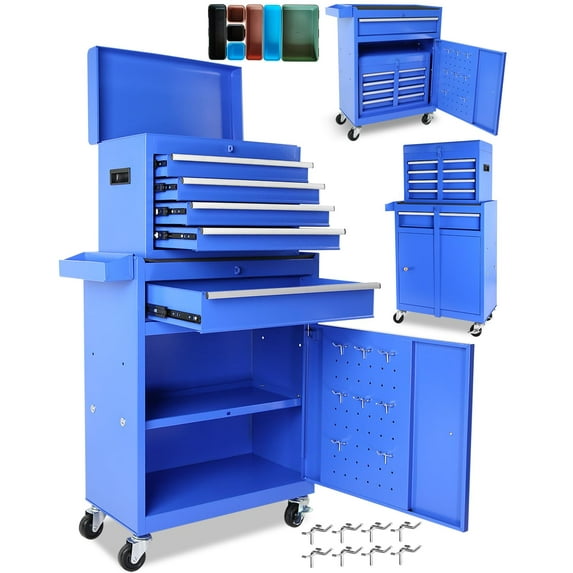 Studyset Tool Chest,2 in 1 Tool Boxes with 5 Drawers,Tool Cart with 7 Organizer Tray Divider Set & Wheels,5-Drawer Rolling Tool Chest,Large Rolling Tool Box Organizer for Garage,Workshop,Home Crafts